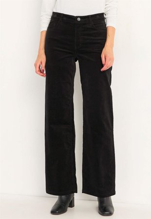 Cellbes of Sweden - Stretchy kordfløyelsbukse med vide ben i svart for damer i størrelse 40