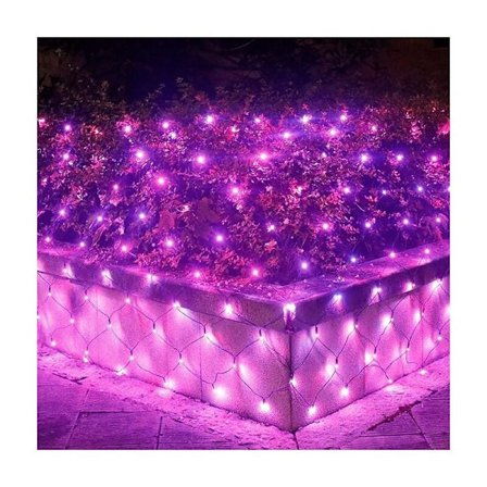 Verkkovaloverkko, 192 LED-verkkolukot 3M X 2M 8 Vedenpitävää energiatilaa, Himmennettävä makuuhuoneen jouluhäät juhlat Kotipuutarha, Pinkki KLB