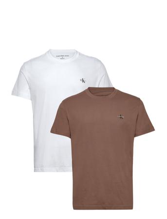 2 Pack Monologo T-Shirt T-shirts Short-sleeved Monivärinen/Kuvioitu Calvin Klein Jeans