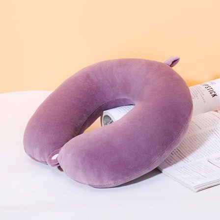 1 stk sæt lilla, memory foam nakkepude, U-formet pude bil nakke