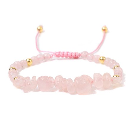 Justerbart vævet armbånd med naturstensperler, simple herre- og damesmykker (19 cm) pink