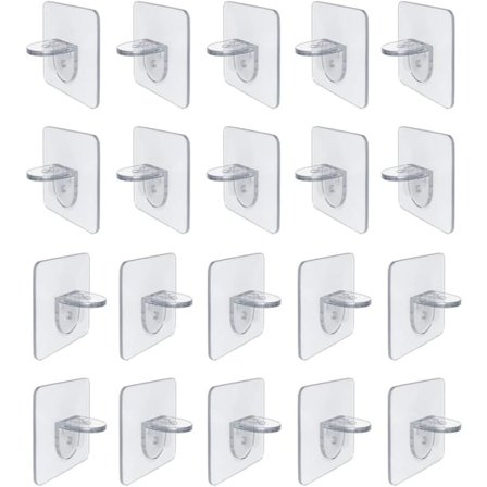 20 stk hyllebrakett, skillevegg fast lim krok, limhyllebrakett plugger, skap skap glasshyllebrakett