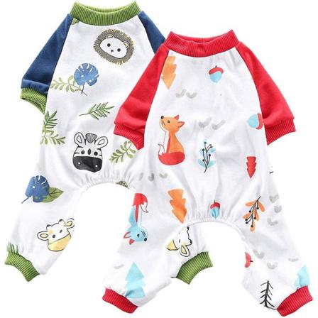 2-delad Jumpsuit Skjorta För Husdjur Pyjamas (lion + Fox) Xs