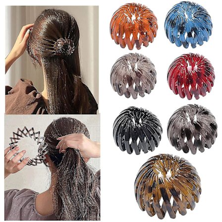 7-pakke fugleredeformede hårklips hårklo, hestehale hårnål krølling mote kvinners fugl ekspanderende krystallhalehår, spiralhårbånd