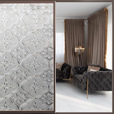 Statisk Klæbende Dekorativt Vinduefilm Frost Privatlivsfilm Vindue Klæber til Glasvinduer Ingen Lim Vindueklistermærke Begonia blomster, 17.5x118.1in