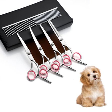 Professionella hundsaxar set för hundsalong Rosa hundhår saxar set