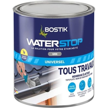 Vattentätningsmembran - BOSTIK - Vattenstopp - Läckagereparation - 1 kg burk - Grå