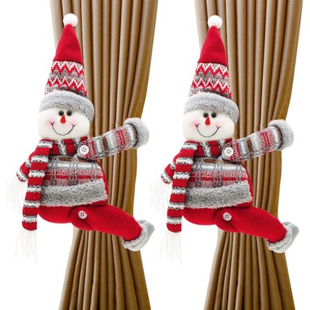 2 stycken julgardin spänne fönsterdekorationer tecknad film gardin upphängning gardin krok (snögubbe)
