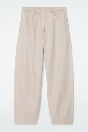 COS Women's Barrel Leg Cotton Trousers in Beige