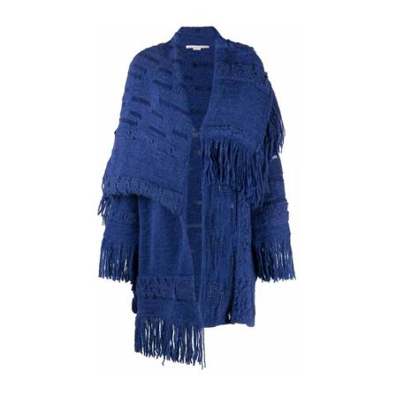 Stella McCartney, Alpaca Texture Oversized Coat Blauw, Dames, Maat:S