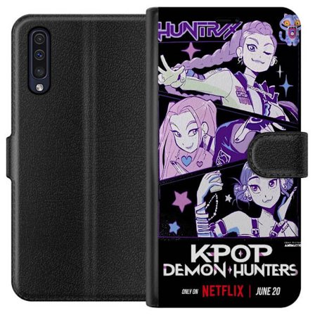 Samsung Galaxy A50 Lompakkokotelo Kpop Demon Metsästäjät Huntrix Juliste Mira Zoey Rumi Violetti Tähti Hehku