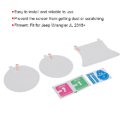 3 stk./sæt Bil Instrumentbræt Beskyttelsesfilm Skærmbeskytter Passer til Jeep Wrangler JL 2018+