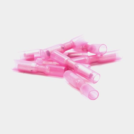 Terminal redondo com terminais de cabo com cola Oceanflex, fêmea, adequado para cabo 0,5 - 1,5 mm², embalagem com 100 unidades, vermelho