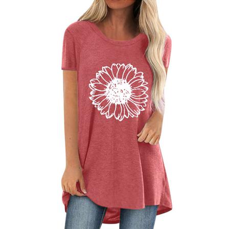 Kortärmad T-shirt För Kvinnor Med Rund Hals