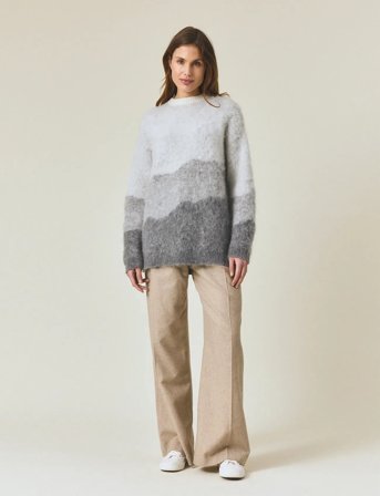 Lexington Clothing Brushed Mohair Blend Gradient Sweater - Grey - M