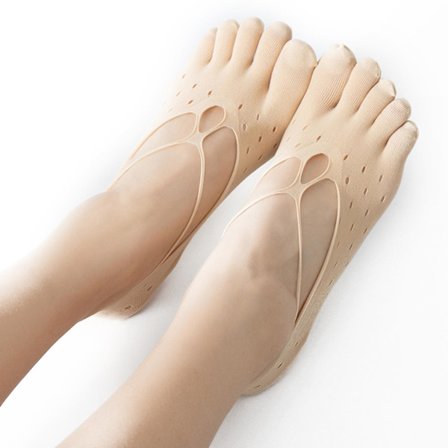 Tåstrumpor Osynlig Shallow Mouth Strumpor Spets Mesh Spets Femfingerstrumpor Andas Pure Color All-Match