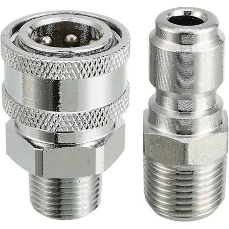 Høytrykksvasker Hurtigkoblingsadaptersett, 9,5 mm hannplugg, 5000 Psi 3/8'' Hurtigkoblingssett - hann