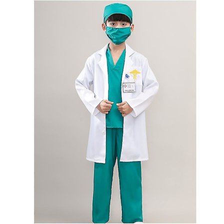 Børnekostume Hospital Læge Kittel Hvid Frakke Til Højde 105-115cm Piger Drenge