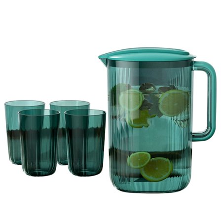 Vesikannu Läpinäkyvä Suuri Tilavuus Muovinen Korkean Lämpötilan Kestävä Juomakannu Teelle Mehuille Limonadille Vihreä