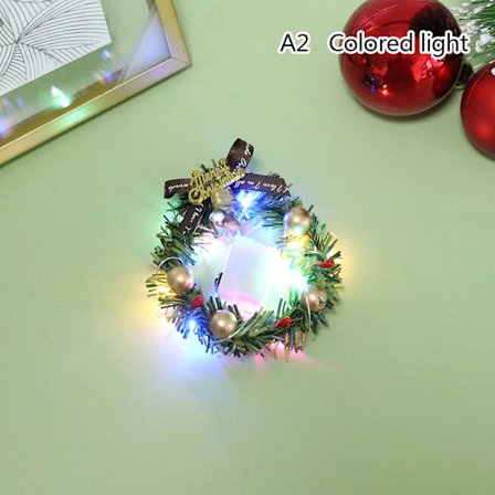 1:12 1/6 dukkehus Miniatyr julekrans med lette dukker