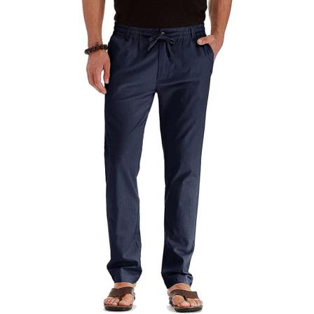 Byxor Med Dragsko För Män I Enfärgad Midja Dark Blue L