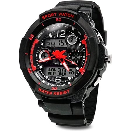 Digital-analog Børne Teenager Drenge Piger Sport Digitalt Ur med Alarm Stopur Kronograf - 50m Vandtæt Elektronisk Sportur til Drenge