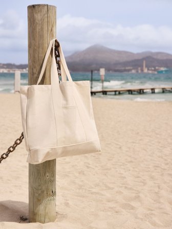 John Henric Men's Light Beige Canvas Beach Tote Bag Size Onesize