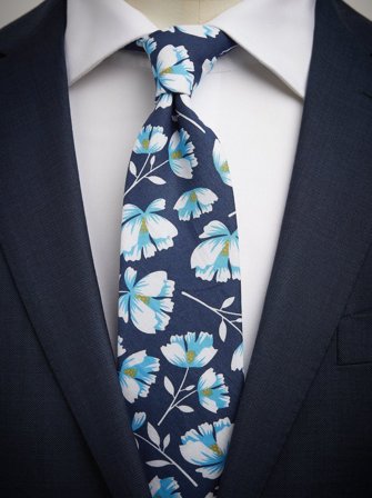John Henric Men's Blue Tie Cotton Floral Size 7,5