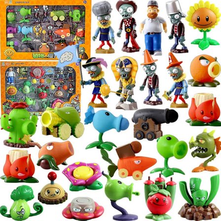 Plants vs Zombies Action Toy Figurer Mjukt Gummi Hårt Lim Full Set Dolls Pea Shooter Partihandel PVZ Anime PVC Figur Barn Present