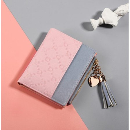 (Pinkki) Nahkalompakko, PU Pieni Naisten Lompakko, Kaksiosainen Korttikotelo Pieni Lompakko Vetoketjullisella Kolikkotaskulla, Mult