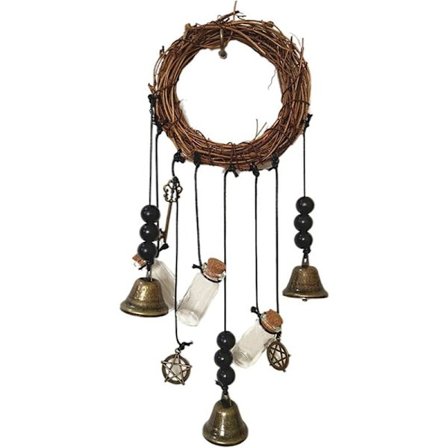 Wiccan Bell Witch Vindklocka - Wiccan Bell häxkonst dekorationer, flaskor önskande nycklar vintage klockor pentagram