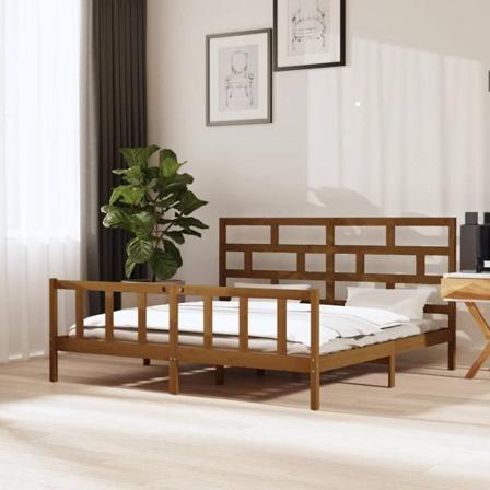 Vidaxl Sängram Honungsbrun Massiv Furu 180x200 Cm Brun
