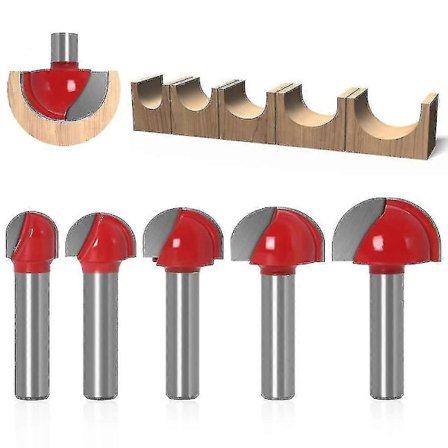Rundfreser i tre, 5 stk. fresestifter 8 mm skaft 12/16/19/22/25 mm karbid skaft spor kutter for fres
