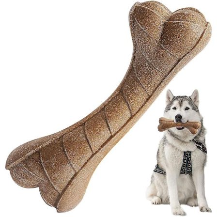 Naturlig tre uforgjengelig hundetyggeleker for aggressive tyggere, hundeleker bein med biff smak for valper, mellomstore og store hunder - Xl