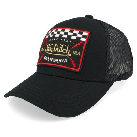 Von Dutch - Svart trucker Keps - Kids Live Fast Black A-Frame Trucker @ Hatstore