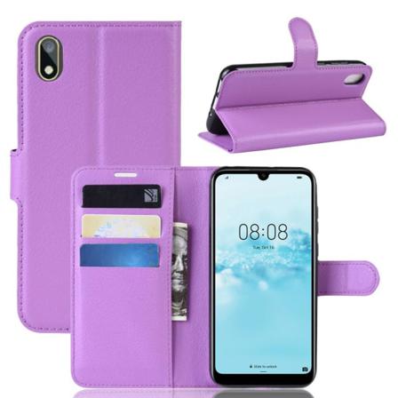 Huawei Y5 (2019) - Litchi Plånboksfodral - Lila Purple Lila