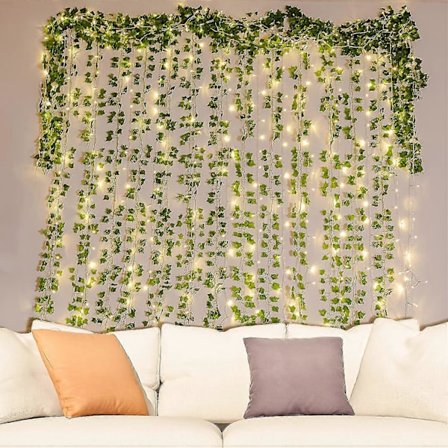 12 kpl Keinotekoinen murattiköynnös, keinotekoinen riippuva muratti 100 LED-valolla, häihin, juhliin, puutarhaan, asuntoon, parvekkeelle