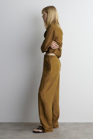 COS Relaxed Silk Trousers in Beige - Women