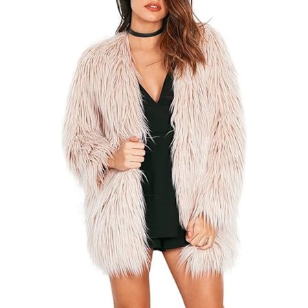 Damkavaj i konstpäls med långa ärmar och varm