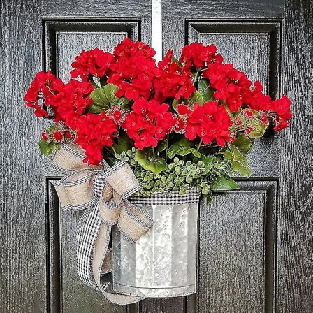 Konstgjord Geranium Korg Krans Påsk Ytterdörr Blomma Hängande Planteringskärl Dekor
