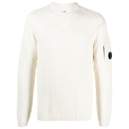 C.p. Company, Round-neck Knitwear Biały, Mężczyzna, Rozmiar: L