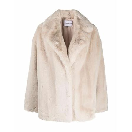 Stand Studio Faux Fur & Shearling Jas , Beige , Dames , Maat: M