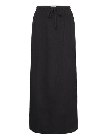 Linen Blend Skirt Langt Skjørt Svart Gina Tricot*Betinget Tilbud