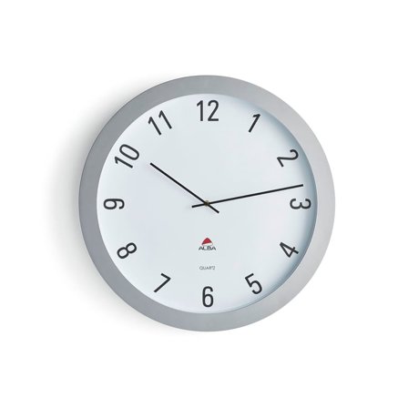 Large wall clock, Ø 600 mm, white, silver