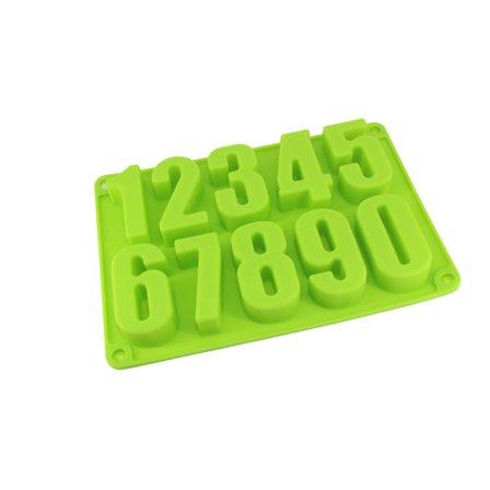 Stor silikone talform 0-9 chokolade kage kiks smykker gummy bageform blød og isterningform (grøn)