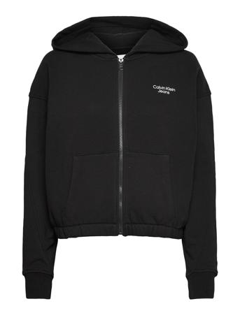 Stacked Logo Zip-Through Hettegenser Genser Svart Calvin Klein Jeans