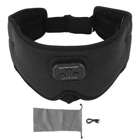 Bluetooth 5.2 -unimakuulokkeet langattomilla 3D-silmäsuojuksilla, sivuilla nukkuville, 20 valkoisen kohinan ajastinta, musta