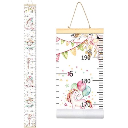 Vinterkampanj, barnens enhörningstillväxtdiagram Baby Roll-up träram Canvas avtagbar höjdmätningslinjal Vägghängande höjdlinjal Väggkonst Deco