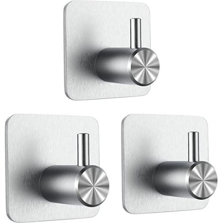 3-pack självhäftande krokar 3M, väggmonterade badrumskrokar, Sa