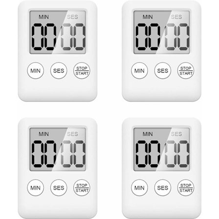 4-pack kökstimers - Digital timer med magnet - Nedräkningstimer